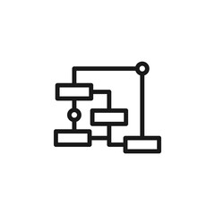 Business and money concept. Monochrome sign drawn with black line. Editable stroke. Vector line icon of algorithm or mind map