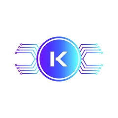 Creative Letter K logo design with point or dot symbol
