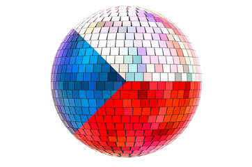 Mirror disco ball with Czech flag, 3D rendering