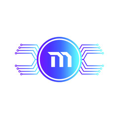 Creative Letter M logo design with point or dot symbol