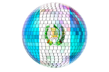 Mirror disco ball with Guatemalan flag, 3D rendering