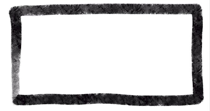 Animated hand drawn brush stroke frame isolated on white background