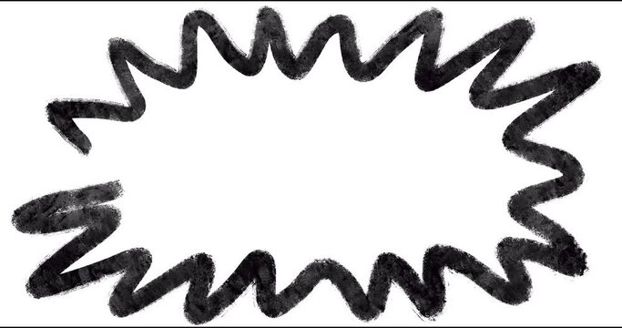 Animated hand drawn explosion symbol with copy space isolated on white background