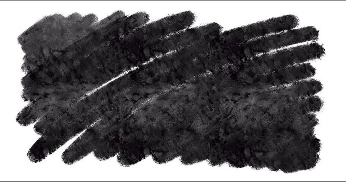 Animated hand drawn brush stroke frame painted black isolated on white background