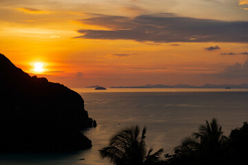 Sunset at the Phi Phi Island viewpoint. Thailand