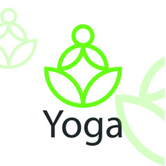 yoga meditation logo  design, vector illustration.