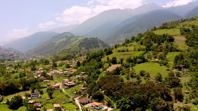 Aerial view of Escaguey town Merida State, Venezuela. Escag&uuml;ey is a beautiful village in M&eacute;rida state, Venezuela. It has an elevation of 2,206 metres over see level. 