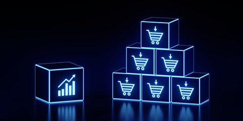 e-commerce add to cart online shopping business technology internet concept. 3d Render illustration