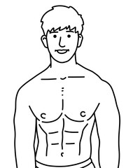 Fototapeta premium black and white of cute man cartoon for coloring