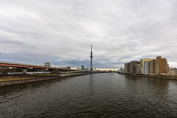 Fototapeta na wymiar (東京都ｰ都市風景)白髭橋から見る隅田川１