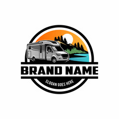 RV camping car illustration logo vector
