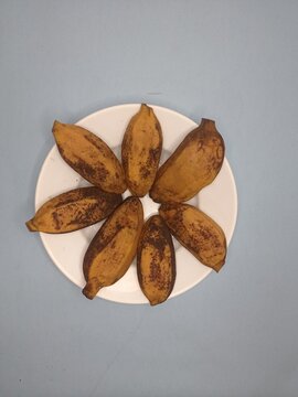 Pisang rebus or boiled banana. Pisang Kepok or Saba banana
