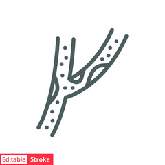 High cholesterol icon. Simple outline style. Artery blocked by cholesterol, atherosclerosis concept. Thin line vector illustration isolated on white background. Editable stroke. EPS 10.