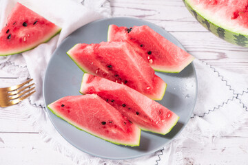 fresh watermelon with slice on table .summer fruit