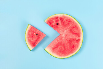 fresh watermelon with slice on blue background .summer fruit