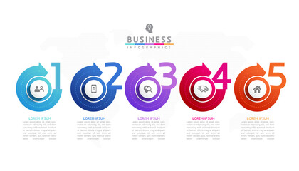 Vector illustration, infographics design, template, marketing, information, with 5 options or steps