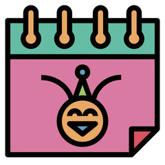 April fool day outline filled color icon