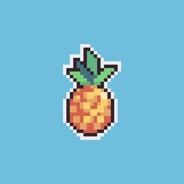 Fully editable pixel art vector illustration pineapple for game development,
graphic design, poster and art.