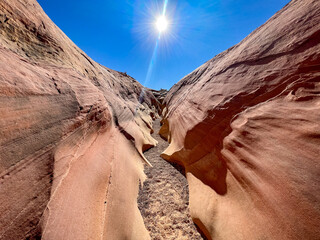 valley of fire landscape between canyon walls