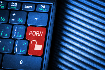 Online Porn Concept With Computer Keys Unlocking Internet