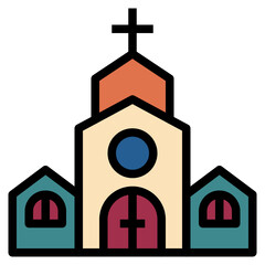 church outline filled color icon
