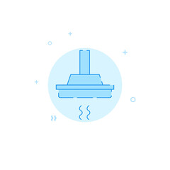 Kitchen hood vector icon. Flat illustration. Filled line style. Blue monochrome design. Editable stroke. Adjust line weight.