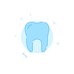 Healthy tooth vector icon. Flat illustration. Filled line style. Blue monochrome design. Editable stroke. Adjust line weight.