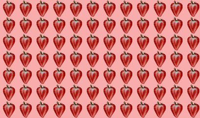 fresh strawberries pattern on pink background