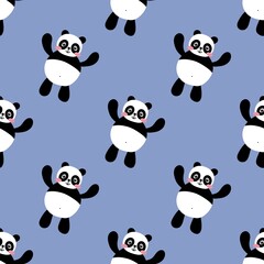 Cartoon seamless kawaii panda pattern for kids and fabrics and textiles and wrapping paper and kindergarten