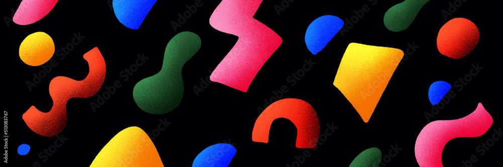 Aufkleber abstract shapes with grain texture in minimalist trendy pattern style for backgrounds