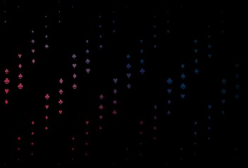 Dark Blue, Red vector pattern with symbol of cards.