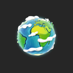 Cartoon planet Earth. Isolated on a dark background.
