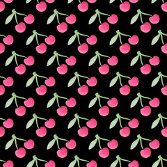 Summer cherry print for fabrics and textiles and packaging and wrapping paper and hobbies and kids