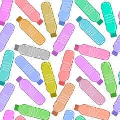 Coloured seamless plastic bottle pattern for packaging and fabrics and kids and kitchen and sports and notebooks
