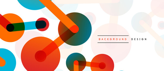 Line points connections geometric abstract background. Circles connected by lines. Trendy techno business template for wallpaper, banner, background or landing