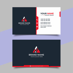 Red modern creative business card and name card horizontal simple clean template vector design
