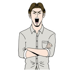 アメコミタッチの怒る男性