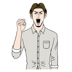 アメコミタッチの応援する男性