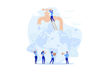 Fototapeta premium business graphics, save the planet, save energy and water, design concept world water day, March 22. flat design modern illustration