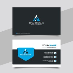 Blue modern creative business card and name card horizontal simple clean template vector design