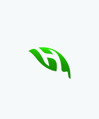 The initial H logo on the empty space of a green leaf, a logo suitable for herbal or health businesses