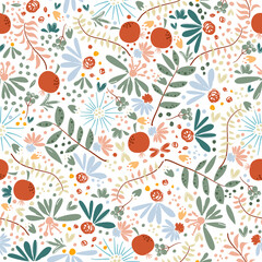 Beautiful seamless floral pattern with watercolor hand drawn. vector design for fashion, fabric, wallpaper and all prints on background earth tone color.