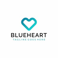 Blue Heart Love Symbol Modern Logo Design