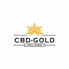 Vintage Weed CBD Gold Symbol Logo Design