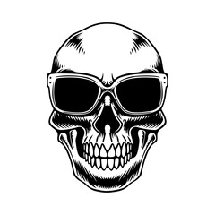 Skull line art design vector logo illustration