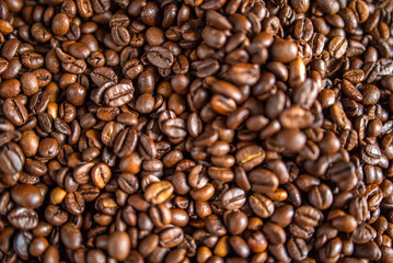 Background of fresh roasted coffee beans.