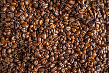 Background of fresh roasted coffee beans.