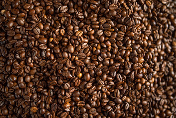 Background of fresh roasted coffee beans.