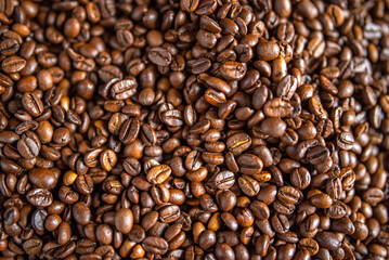 Background of fresh roasted coffee beans.
