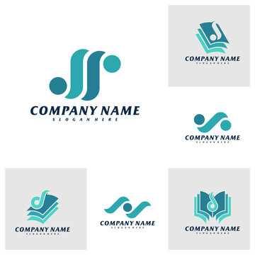 Set of Letter JS Logo Design Template. Initial JS logo concept vector. Emblem, Creative Symbol, Icon